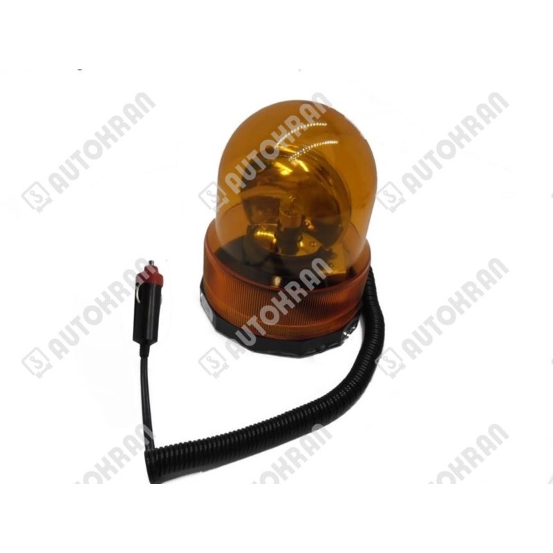 Lampa ostrzegawcza, kogut obrotowy, żarówkowy 12V DC, mocowanie magnes, z przewodem spiralnym, pod gniazdo zapalniczki,