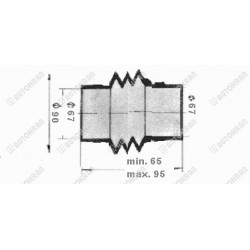 Osłona siłownika harmonijka manszeta otw. 67mm. x otw. 67mm. x szer. 90mm. x dł. min. 65mm. x dł. max. 90mm.