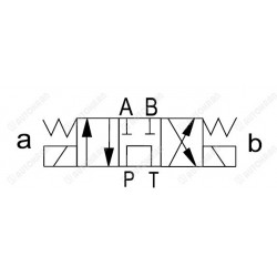 Elektrorozdzielacz 4/3, seria 6, 24DC, ( P do T, by-pass )