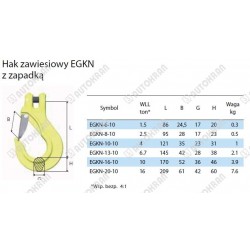 Hak łańcuchowy GU. EGKN 10-10, 4,0t. - L  121mm.
