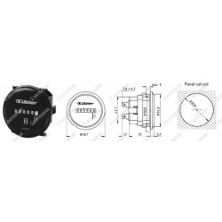 Licznik czasu pracy, motogodzin, roboczogodzin, okragły, fi 51mm. 10-80VDC,