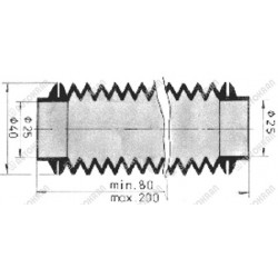 Osłona siłownika harmonijka manszeta otw. 25mm. x otw. 25mm. x szer. 40mm. x dł. min. 80mm. x dł. max. 200mm.