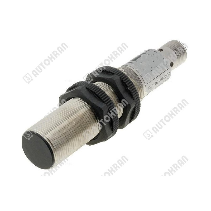 Czujnik indukcyjny M18, czoło zakryte, PNP/NO, zwierny podający (plus + ), 10-30VDC, z wtyczką M12, strefa działania 0-8 mm,