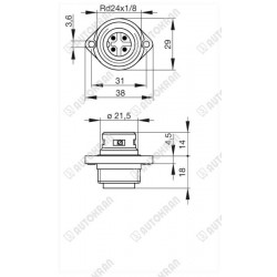 Gniazdo męskie, wtyk z flanszą do obudów, 4 pin