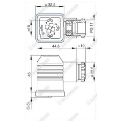 Wtyczka cewki do elektrozaworu 12/24DC HIRSCHMANN DIN - 4 pin