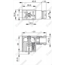 Wtyczka cewki do elektrozaworu 12/24DC HIRSCHMANN wąska 3 - pin