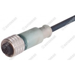 Przewód czujnika z wtyczką prostą żeńską M12 - PUR 3x0,34mm2, L5,0m, sygnalizacja LED PNP NO,