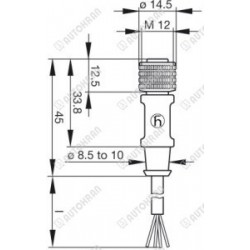 Przewód czujnika z wtyczką prostą żeńską M12 - PUR 3x0,34mm2, L5,0m, sygnalizacja LED PNP NO,