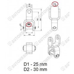 Łącznik, wieszak do rotatora 4,5t pod PALFINGER, sworzeń fi 25/86mm,