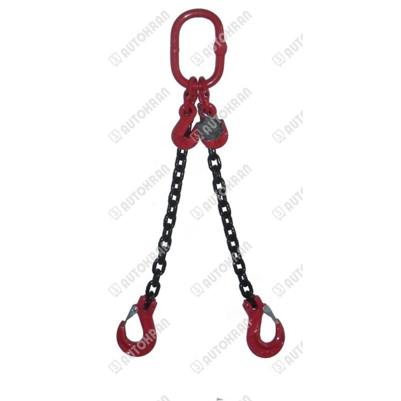 Zawiesie łańcuchowe 2 - cięgnowe MI.  8-8, 2,8t. - 1,5m, + haki skracające