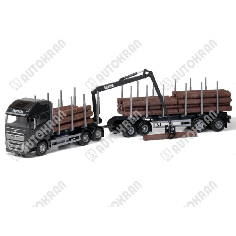 Model samochodu VOLVO FH16 750 XL transporter drewna  (czarna kabina)