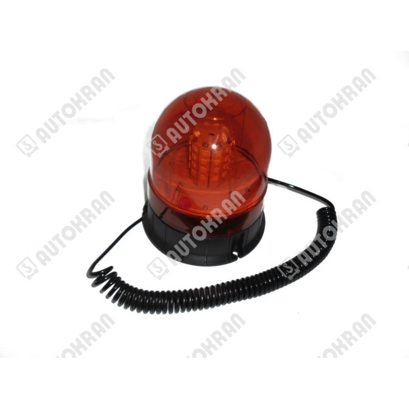 Lampa ostrzegawcza diodowa (kogut niski) LED 10-30V DC, mocowanie magnes, z przewodem spiralnym, pod gniazdo zapalniczki,